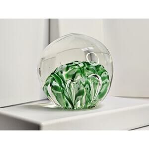 Vintage Green & White Paperweight